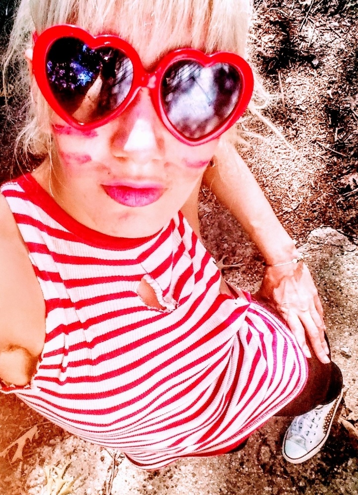 Red heart shaped sunglasses